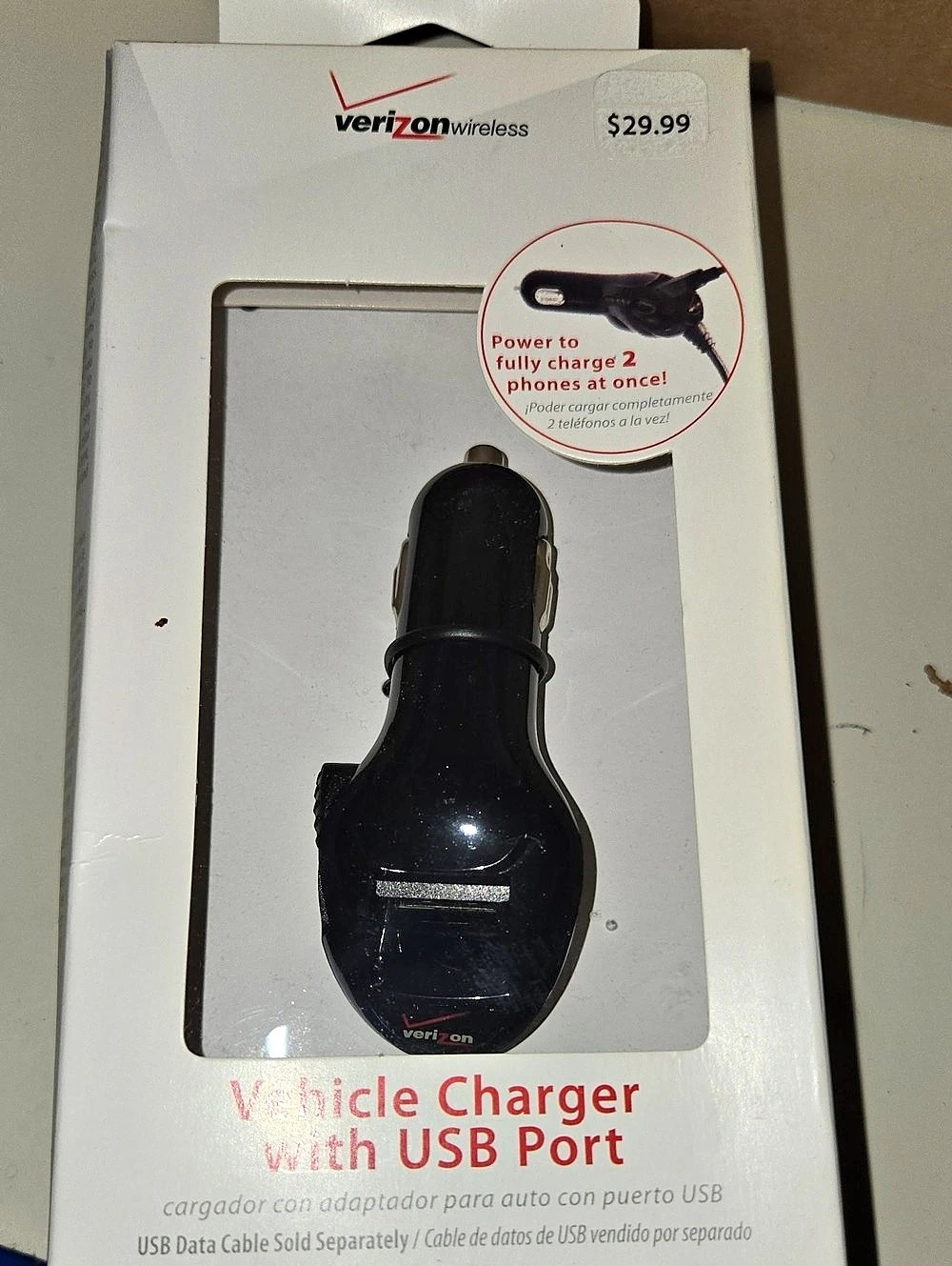 Verizon Wireless Vehicle Charger with USB Port Universal Vehicle Charger with